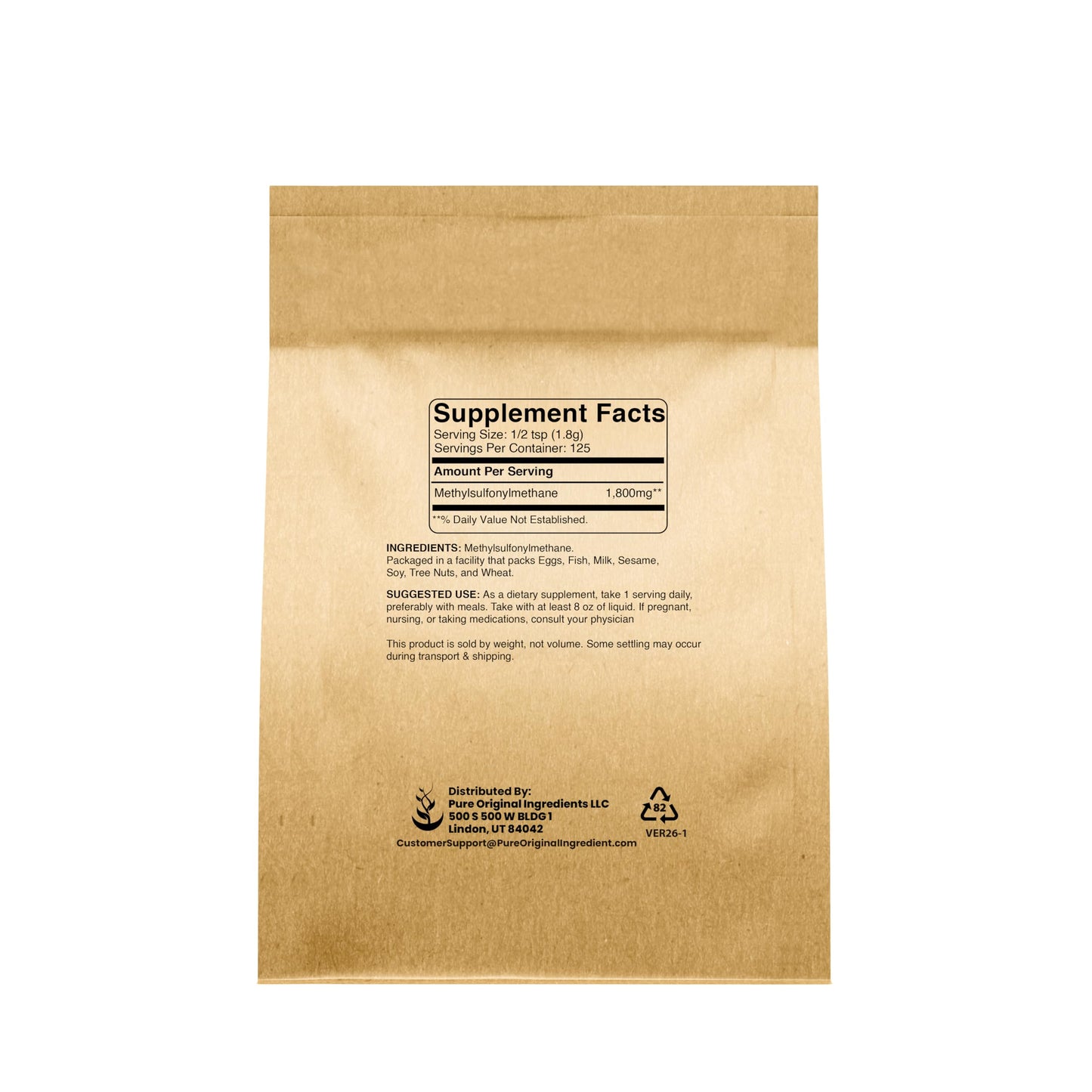 PURE ORIGINAL INGREDIENTS Methylsulfonylmethane (MSM) Powder, 8 oz