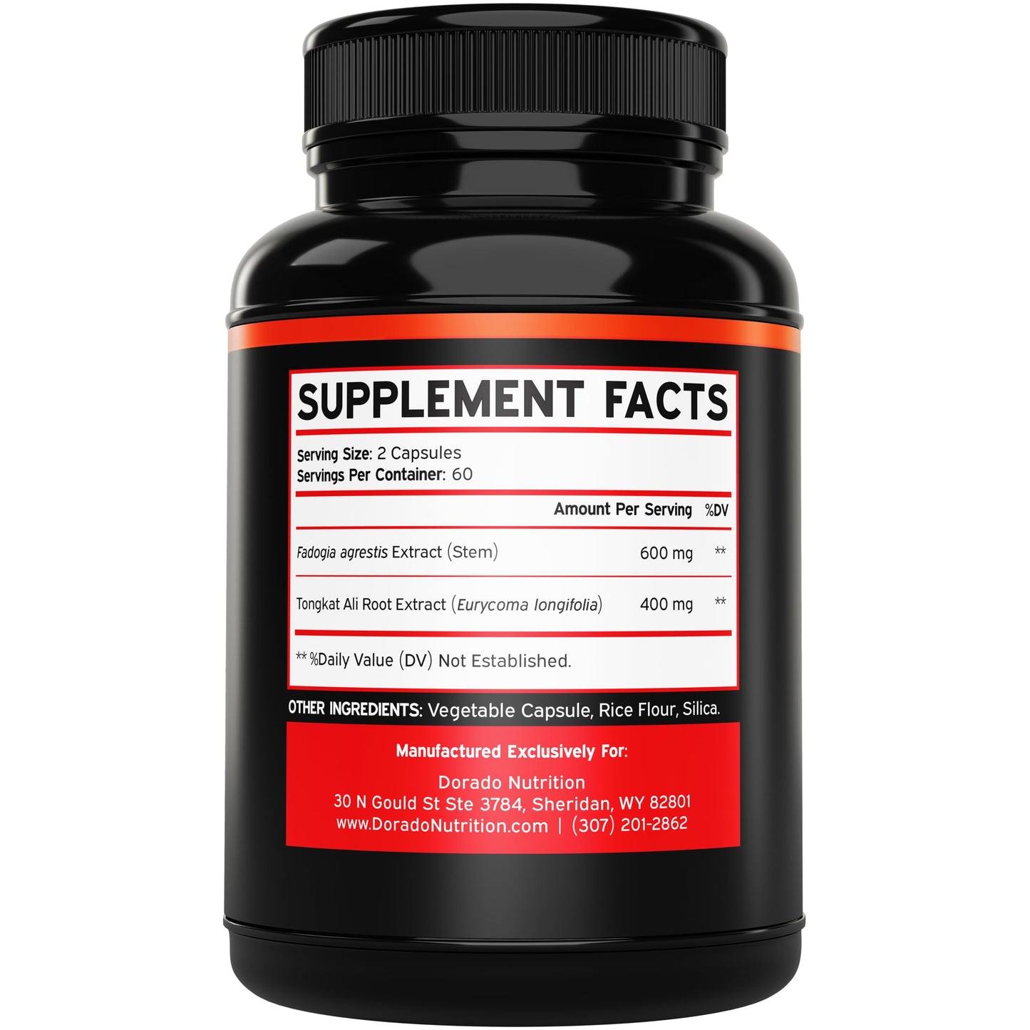 DORADO NUTRITION Fadogia Agrestis and Tongkat Ali Supplement Performance Blend Capsules, 120 Capsules