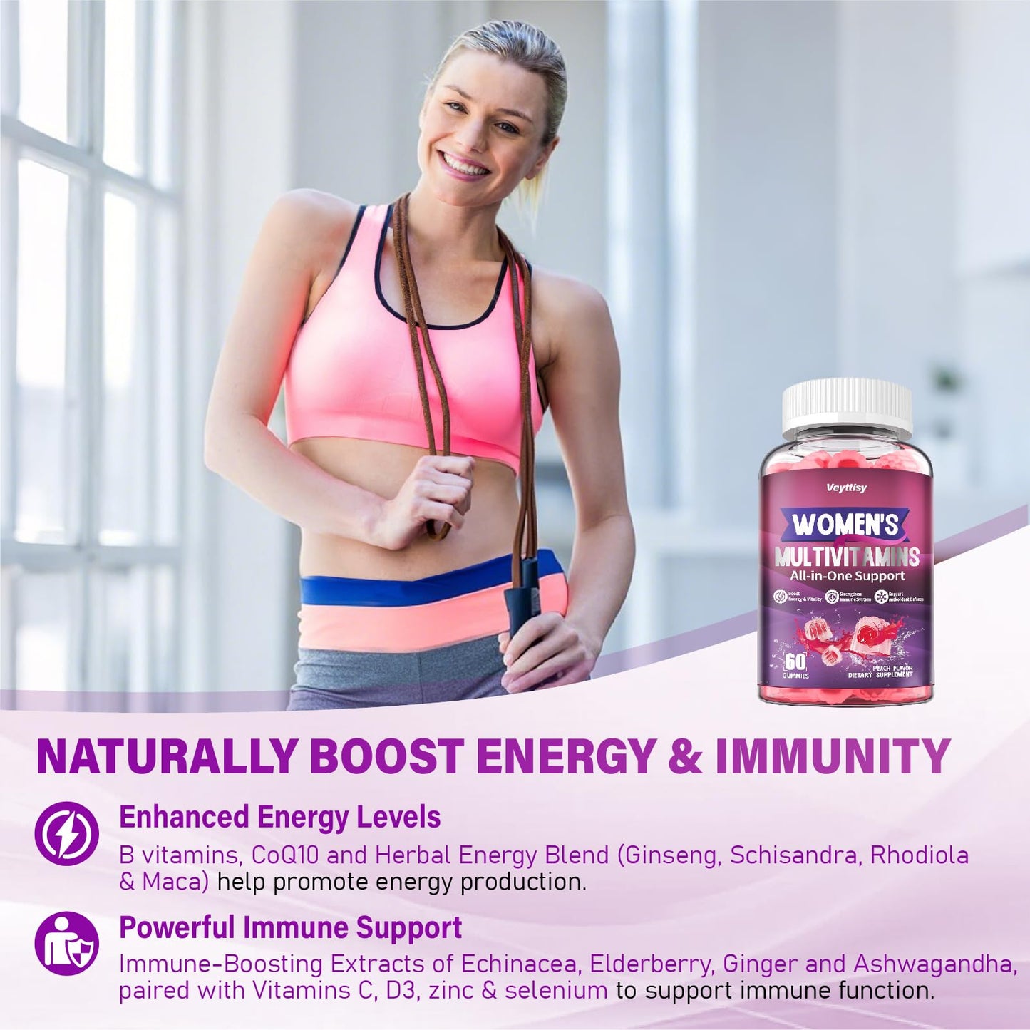 Veyttisy Methylated Multivitamin Gummy for Women, 120 Count