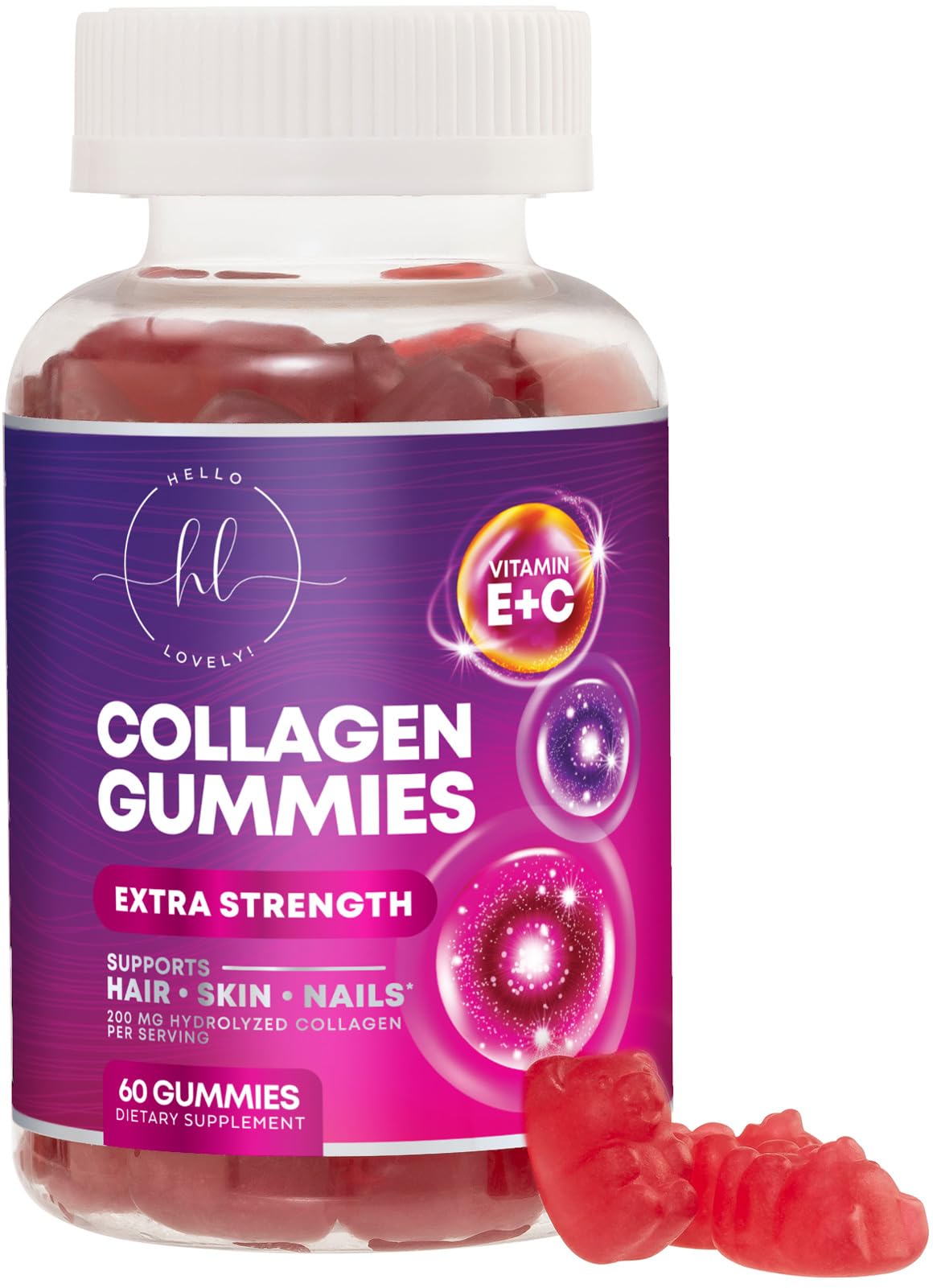 Hello Lovely! Collagen Gummies for Hair Growth, 60 Count