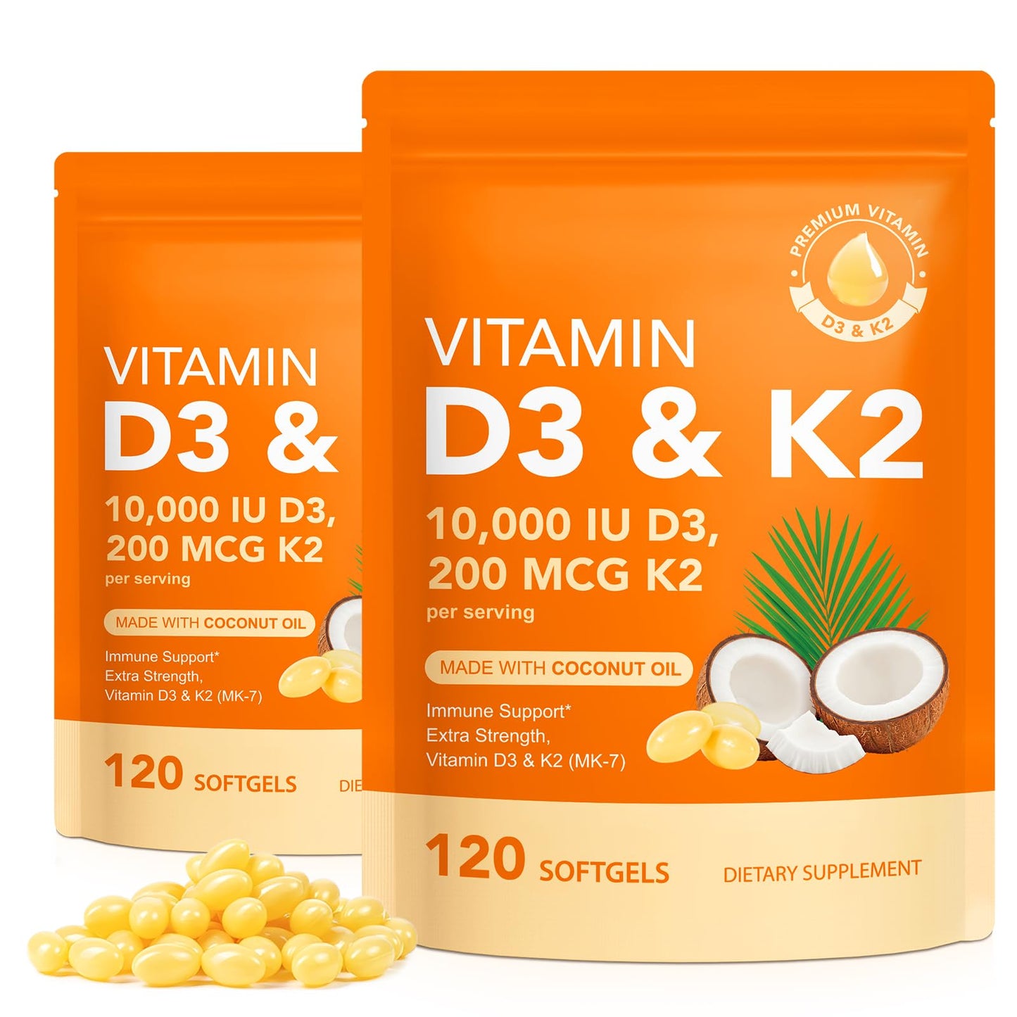 Tamiodfo Vitamin D3 K2 10,000 IU Softgels, 240 Count