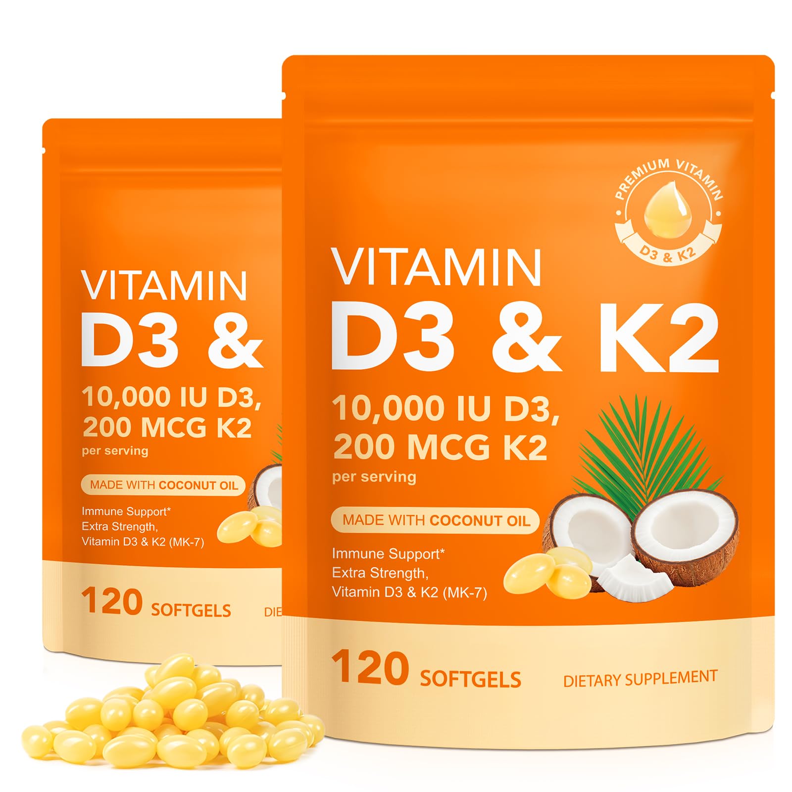 Tamiodfo Vitamin D3 K2 10,000 IU Softgels, 240 Count