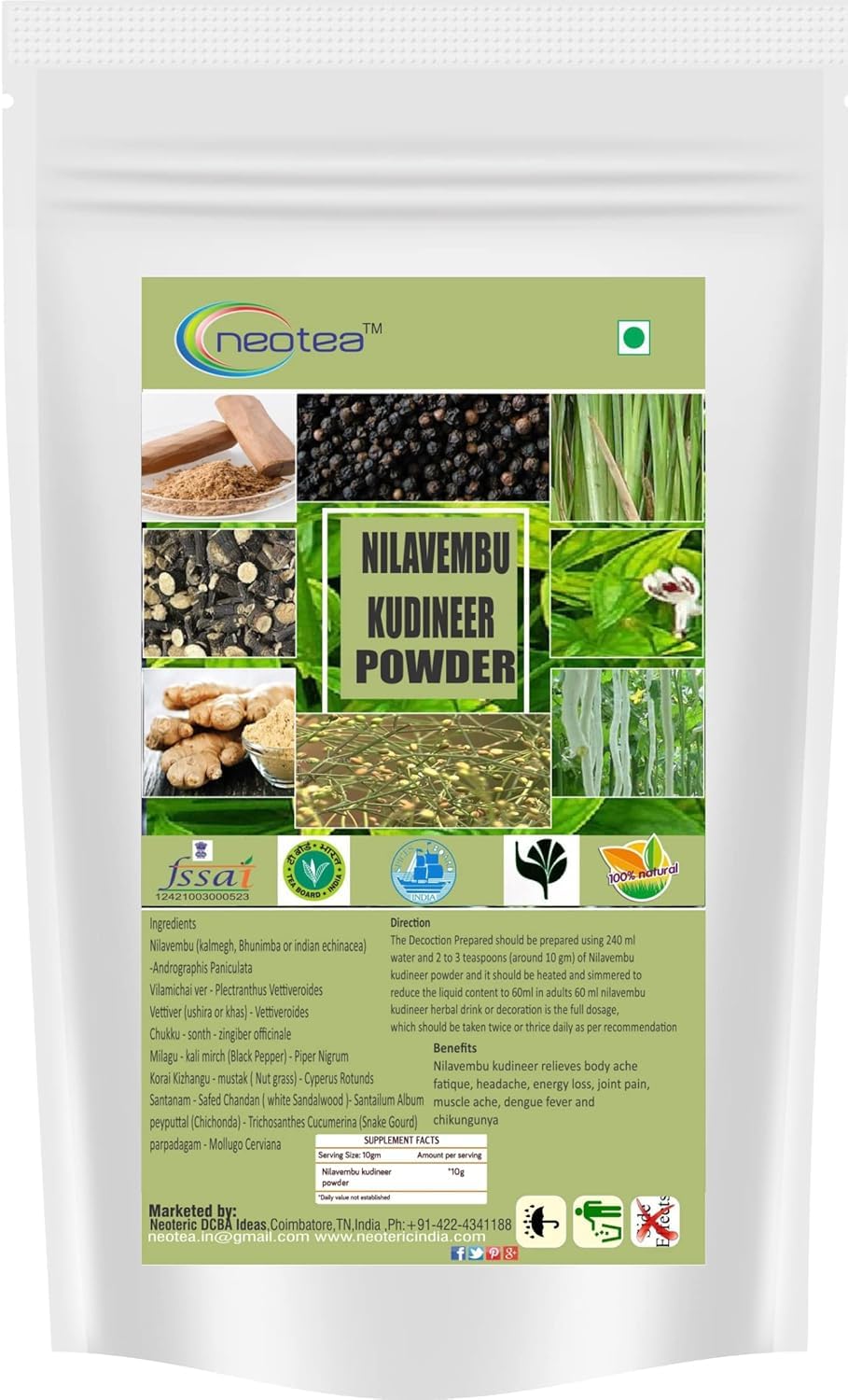 neotea Kalmegh Powder Andrographis Paniculata, 3.52 oz
