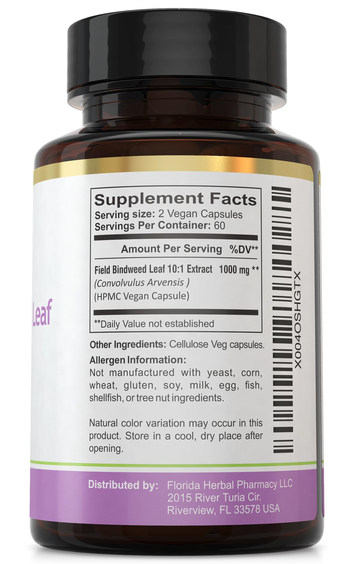 Florida Herbal Pharmacy Convolvulus Arvensis Leaf Extract Capsules 120 Count