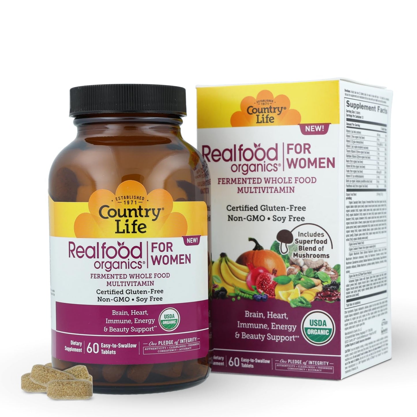 Country Life Realfood Organics Women’s Multivitamin Tablet, 60 Tablets