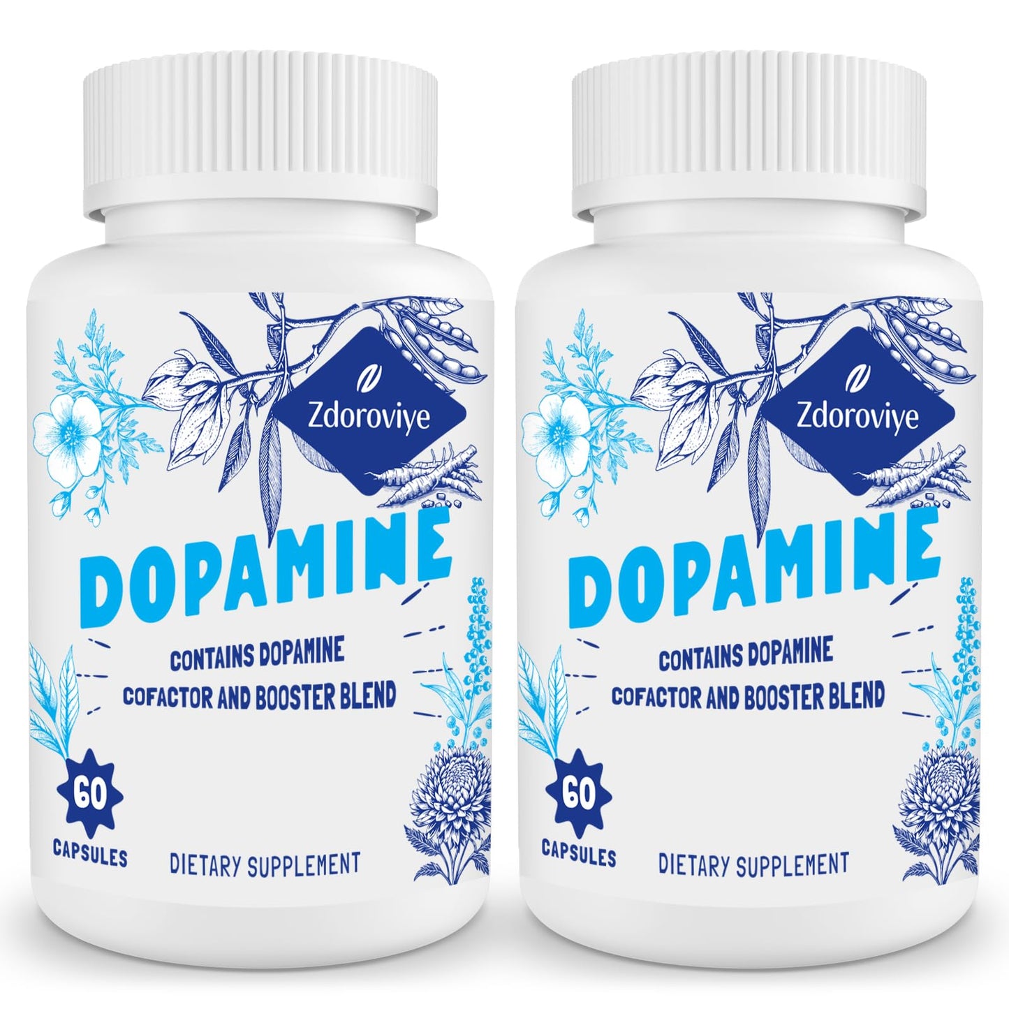 Zdoroviye Dopamine Supplements for Men and Women, 500mg Mucuna Pruriens Extract (40% L-DOPA) Capsules, 120 Count