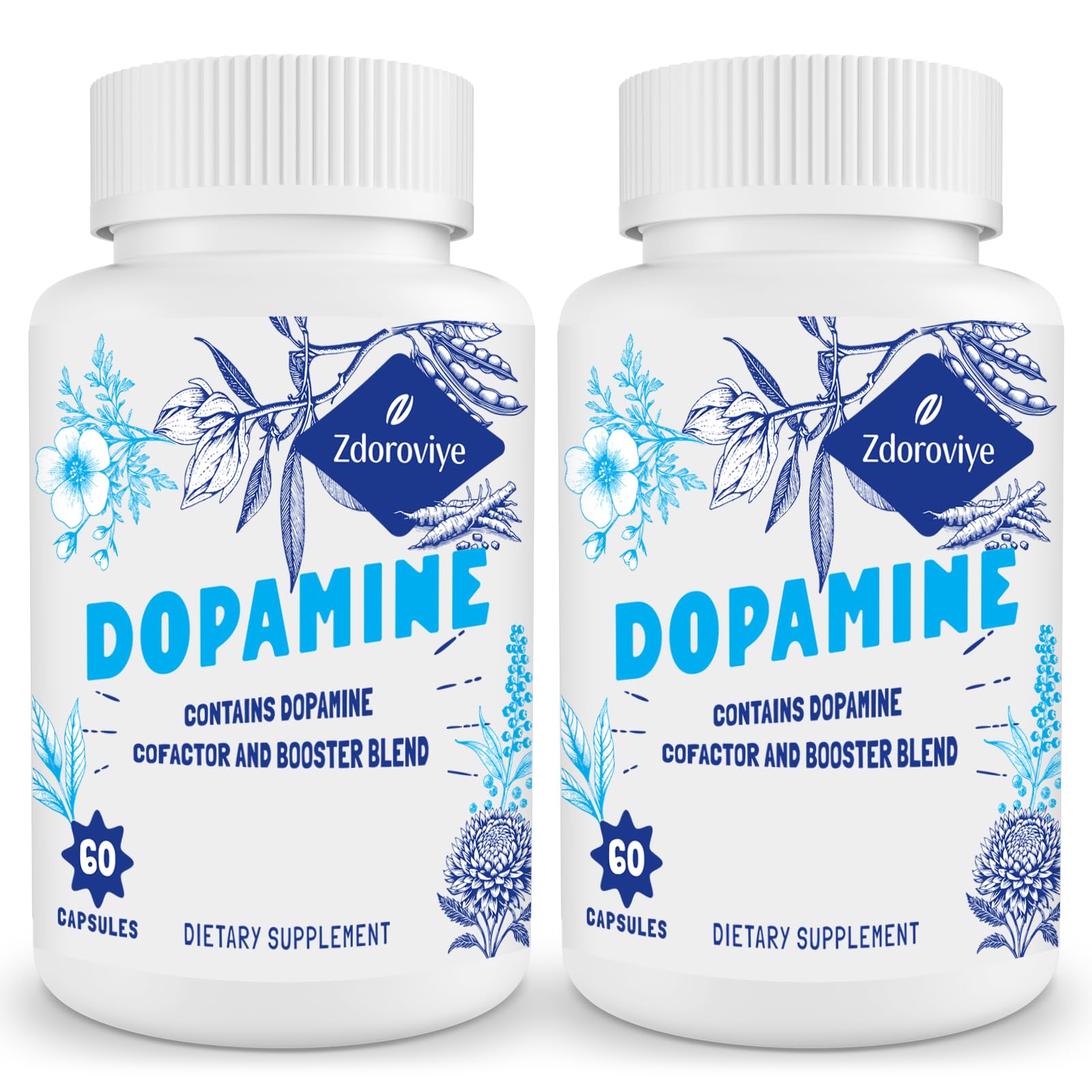 Zdoroviye Dopamine Supplements for Men and Women, 500mg Mucuna Pruriens Extract (40% L-DOPA) Capsules, 120 Count
