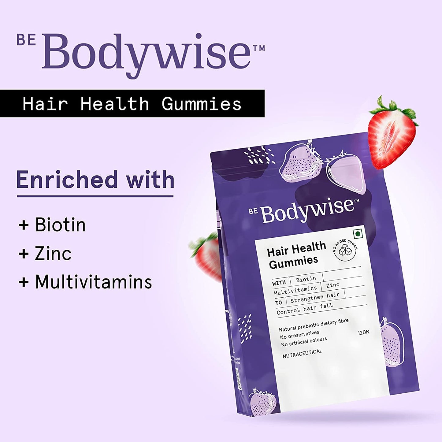 Metrol Be Bodywise Biotin Hair Gummies, 120 Count