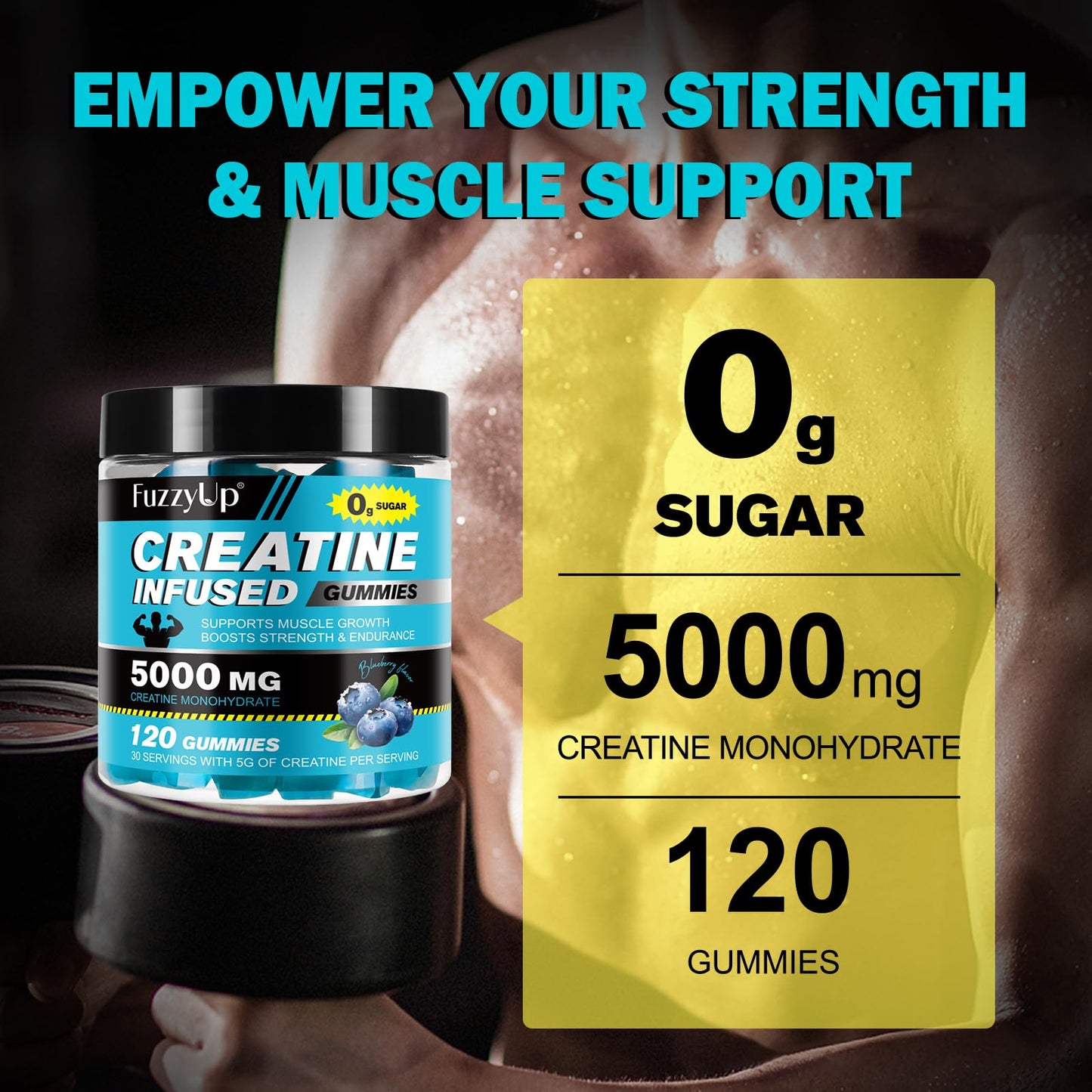 ZhuGuaCo Creatine Monohydrate Gummies 120 Gummies