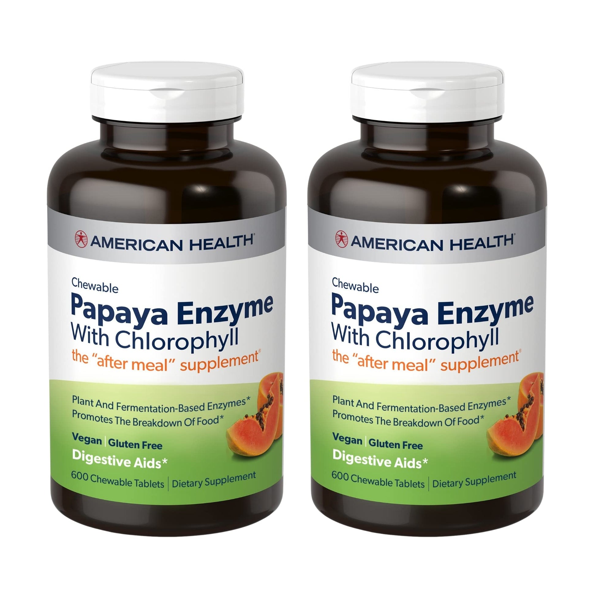 American Health Papaya Enzyme with Chlorophyll Tablets, 1200 Tablets