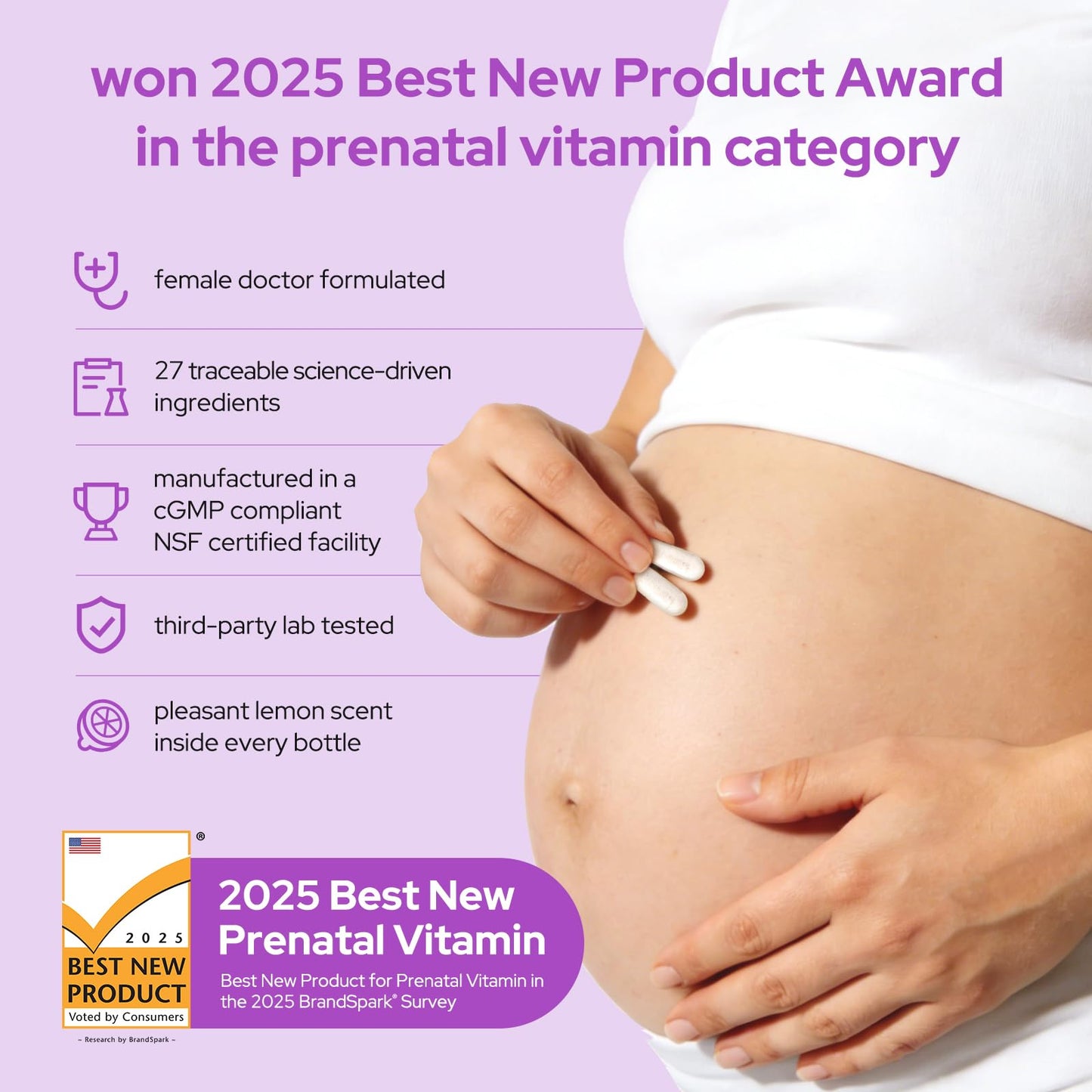 Premom Prenatal Vitamins Multivitamin with Methylfolate, Choline, & Iron Capsules, 60 Count