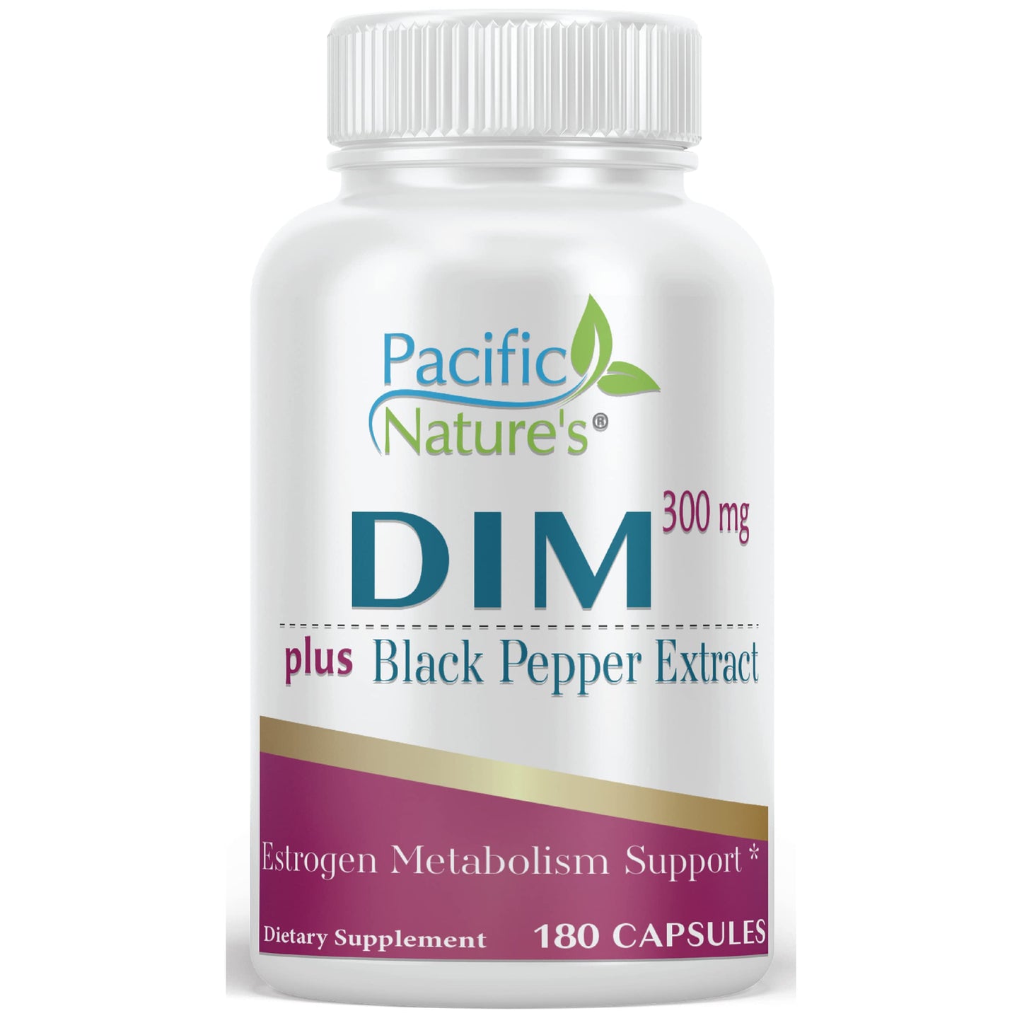 Pacific Nature's DIM (Diindolylmethane) 300mg with Black Pepper Capsules, 180 Count