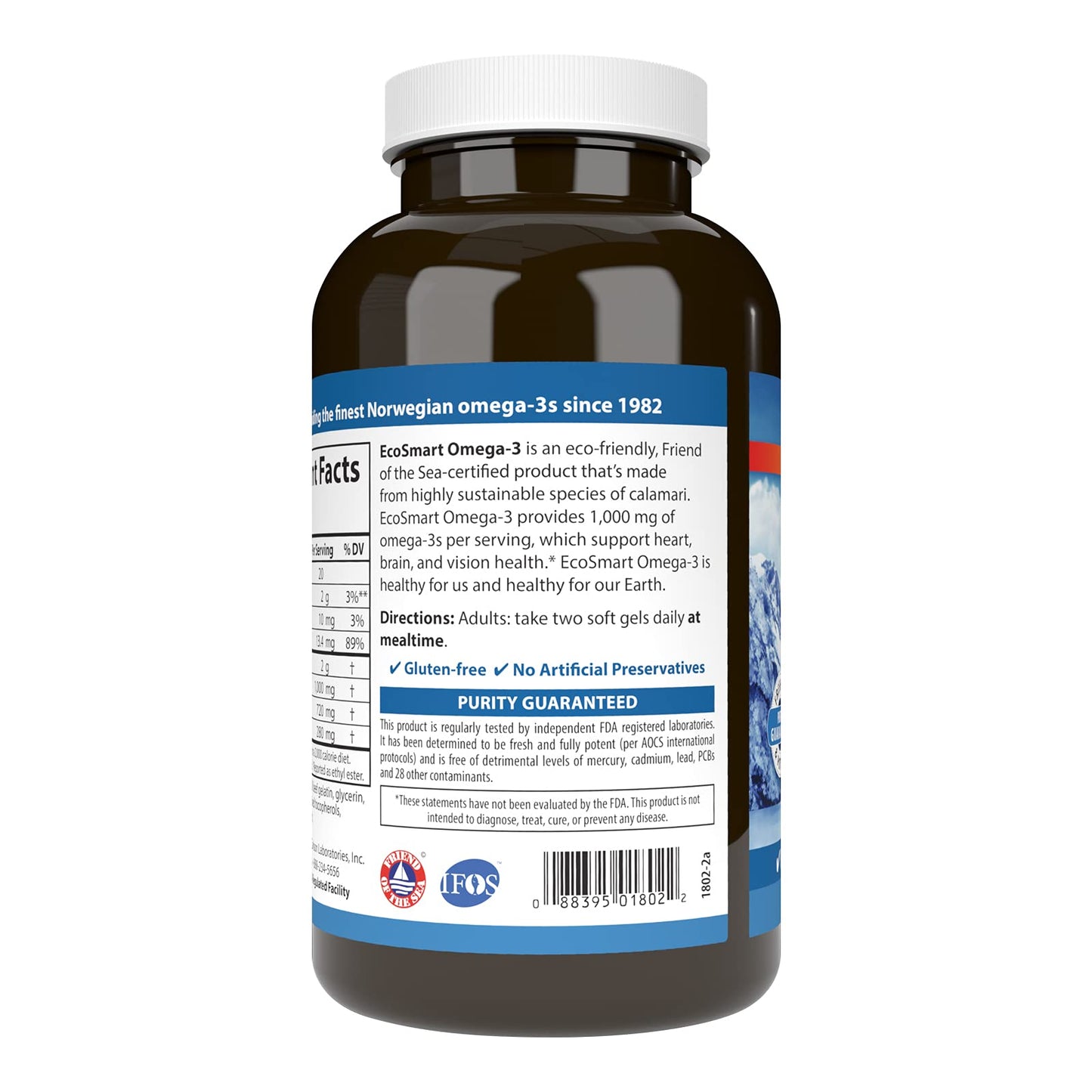 Carlson EcoSmart Omega-3, 1000 mg, Omega-3s, Calamari Oil Softgels 180