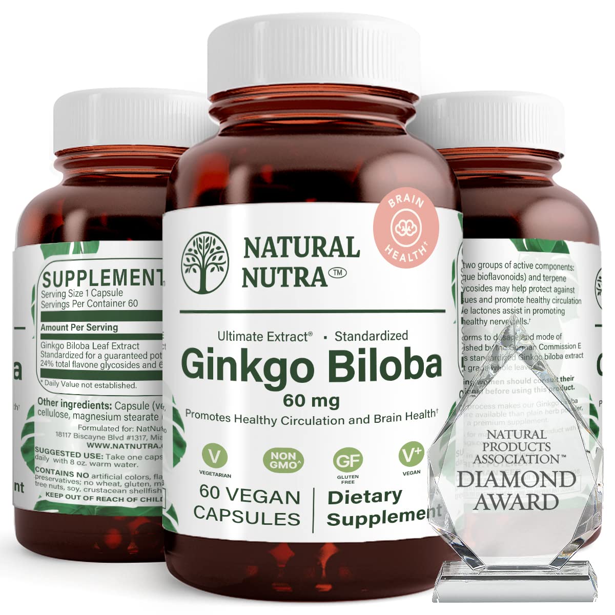 Natural Nutra Ginkgo Biloba Capsules, 60 Count