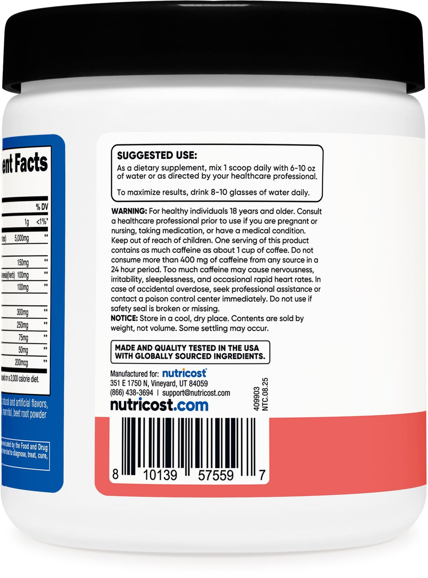 Nutricost Creatine + Energy Powder, 9 Ounce