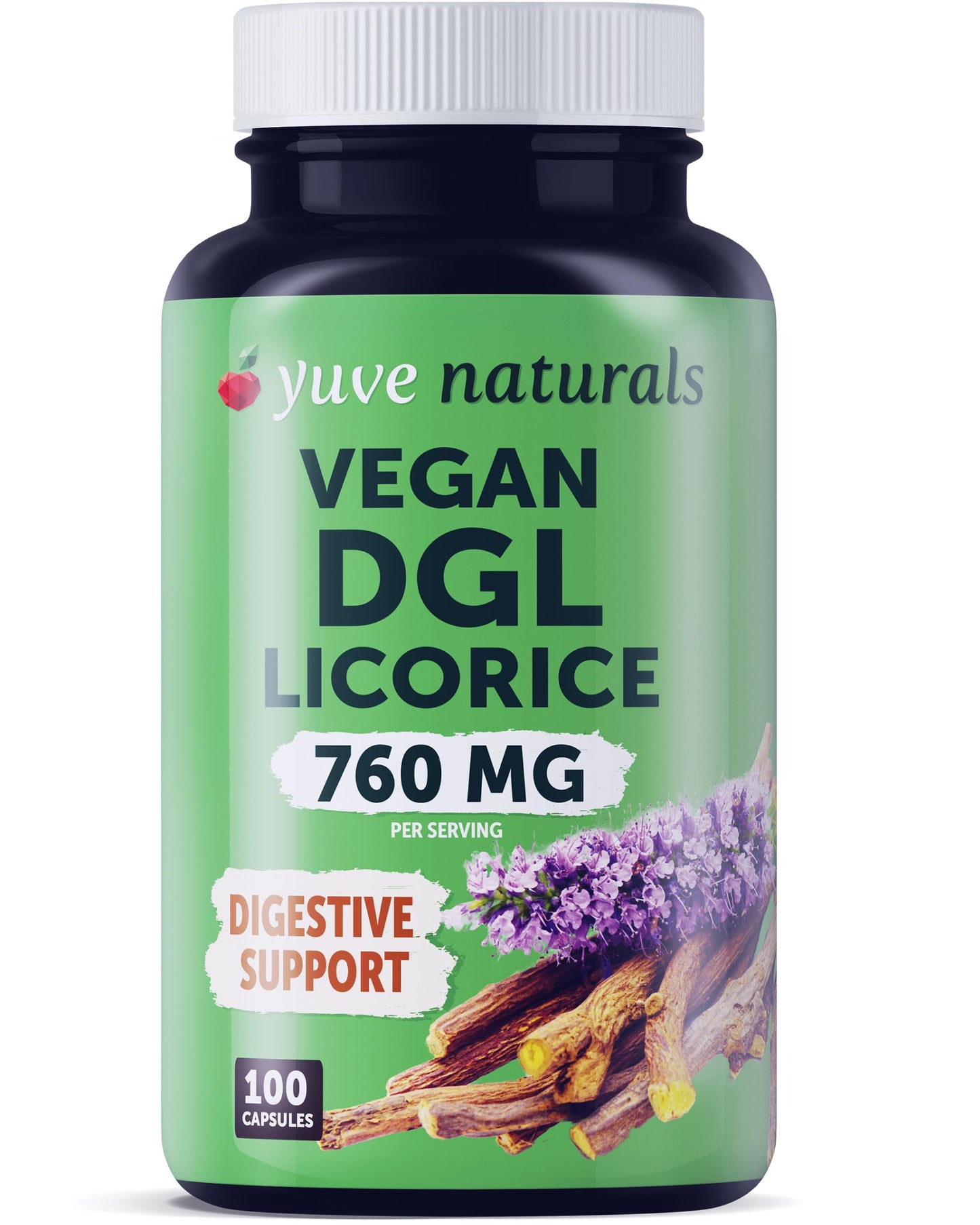 Yuve Vegan DGL Licorice 760mg Capsule 100 Count
