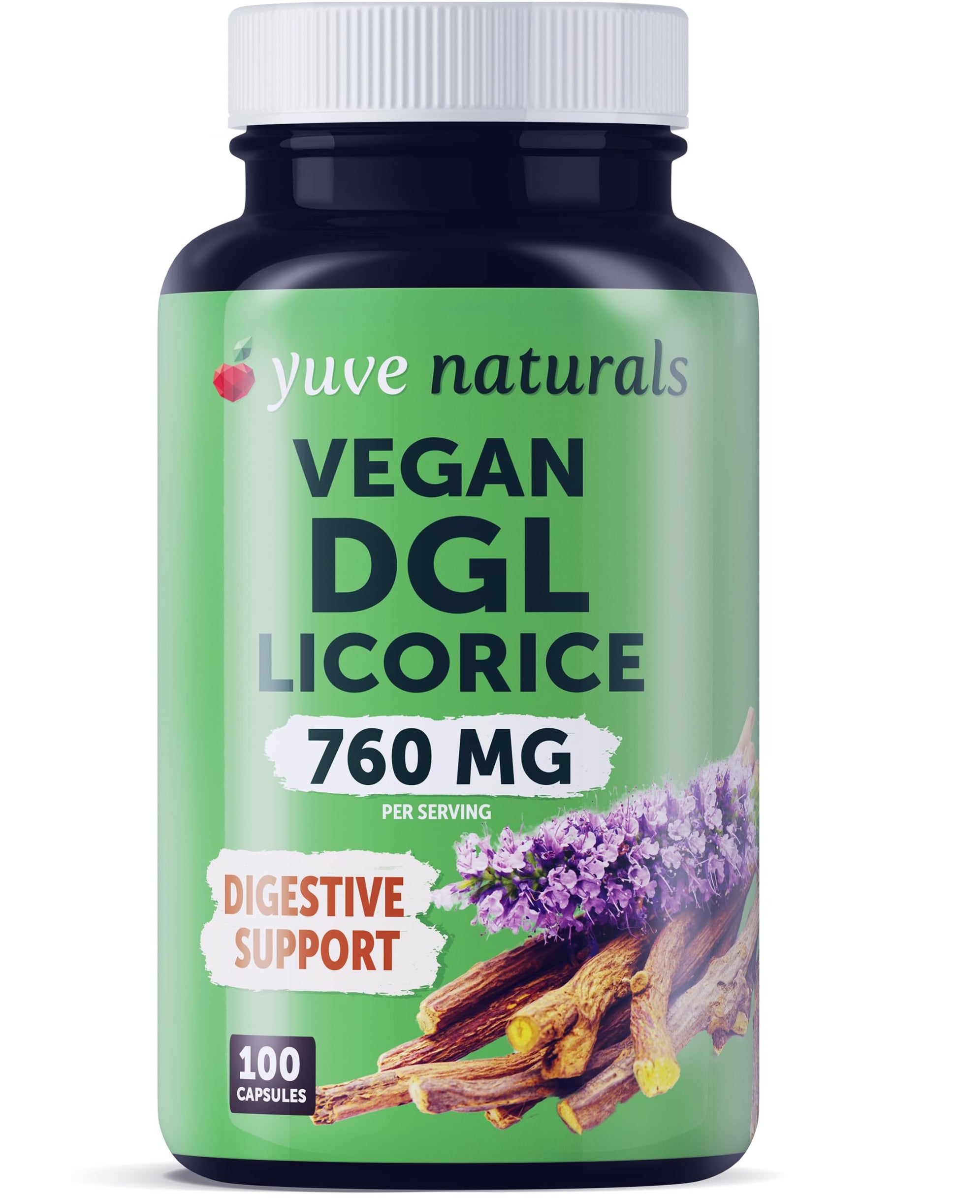 Yuve Vegan DGL Licorice 760mg Capsule 100 Count