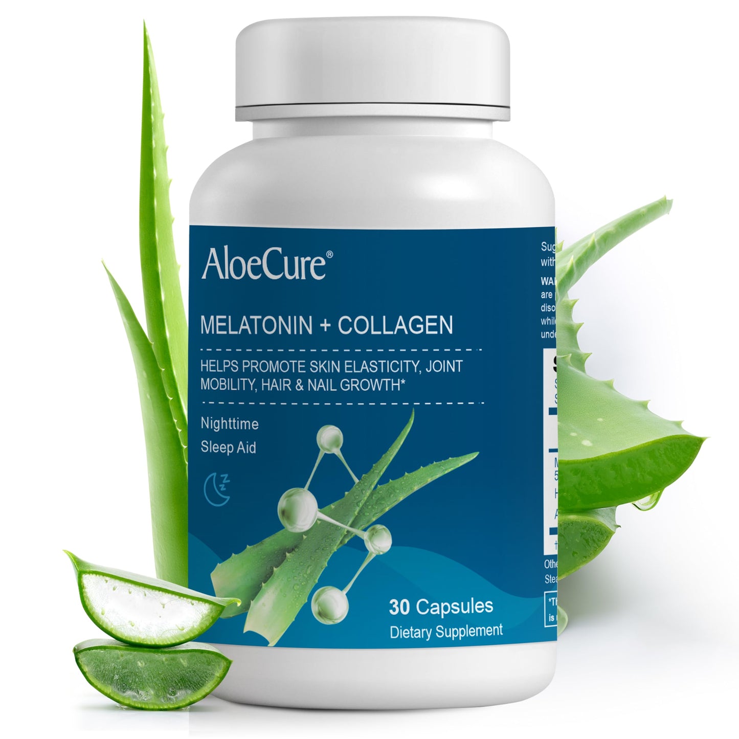 AloeCure Melatonin & Collagen Beauty Sleep Aid Supplement, 30 Capsules