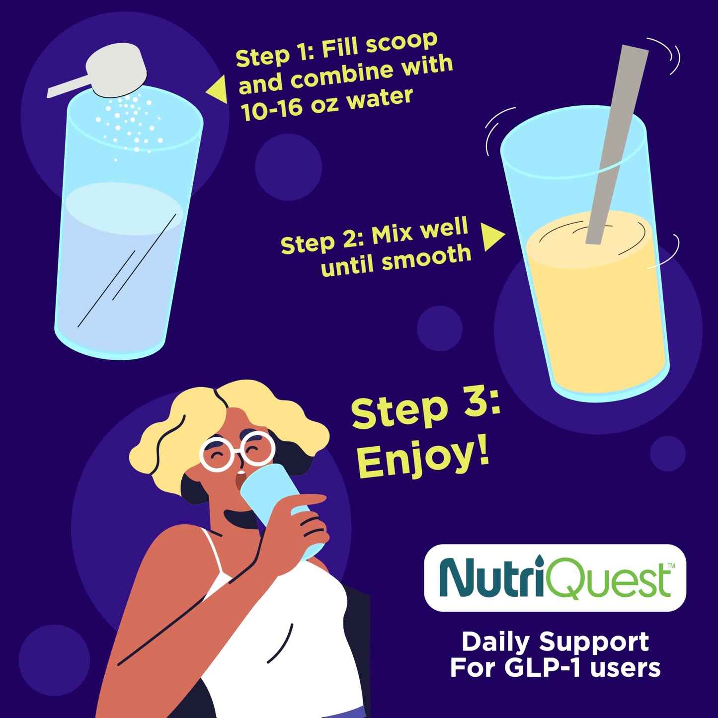 NutriQuest Daily GLP-1 Supplement for Digestion, Hydration, Gut Health Support, Powder, 3.7 oz