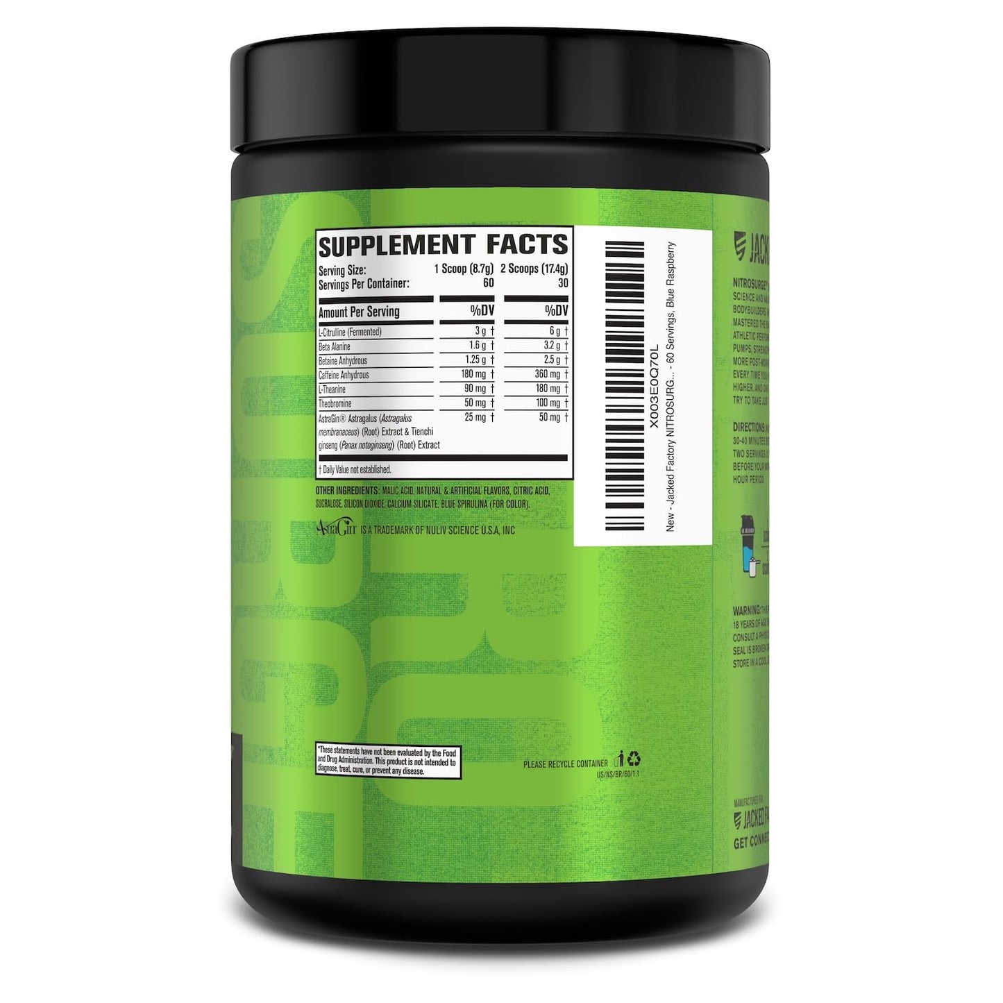 Jacked Factory NITROSURGE Pre Workout Supplement Powder 60 Servings
