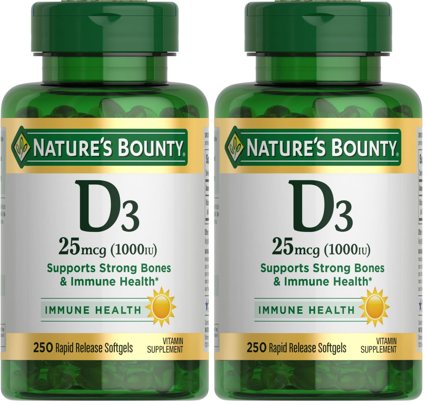 Nature's Bounty Vitamin D3 1000 IU Immune Support, Helps Maintain Healthy Bones Softgels 500