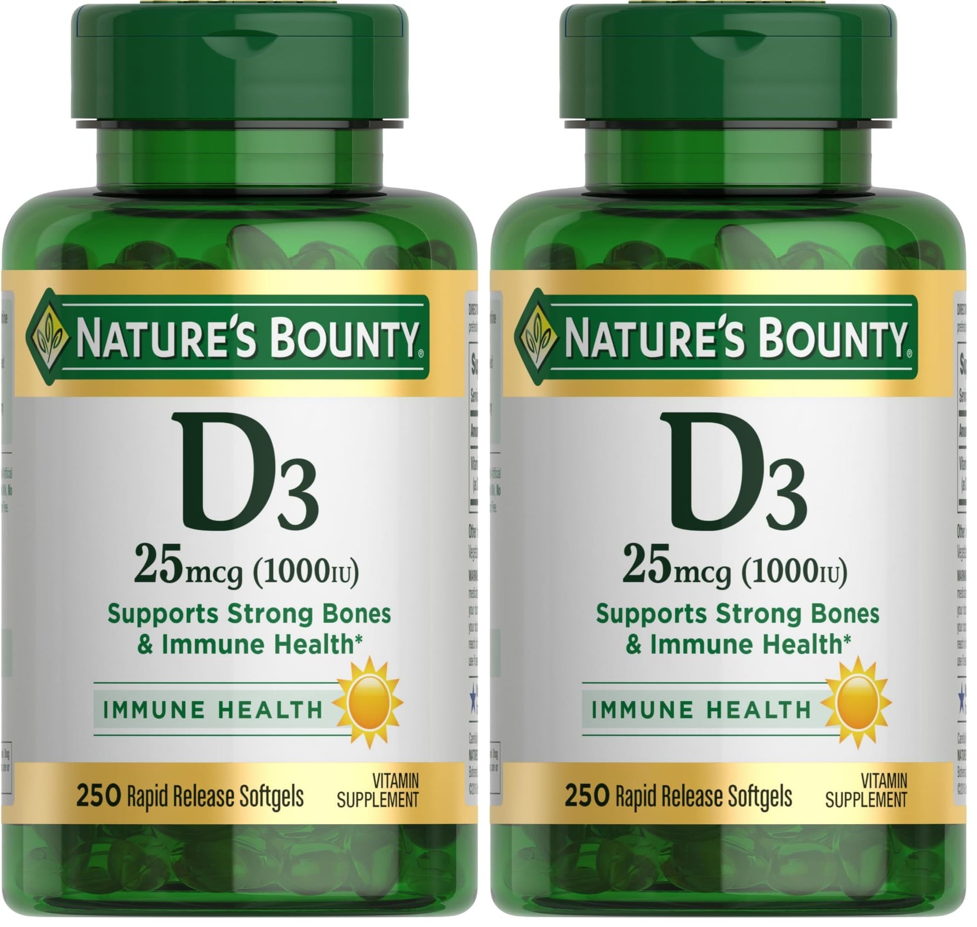 Nature's Bounty Vitamin D3 1000 IU Immune Support, Helps Maintain Healthy Bones Softgels 500