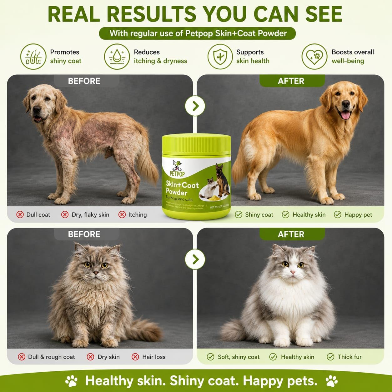 PetPop Omega 3 Skin & Coat Support Powder for Dogs, 1 Unit