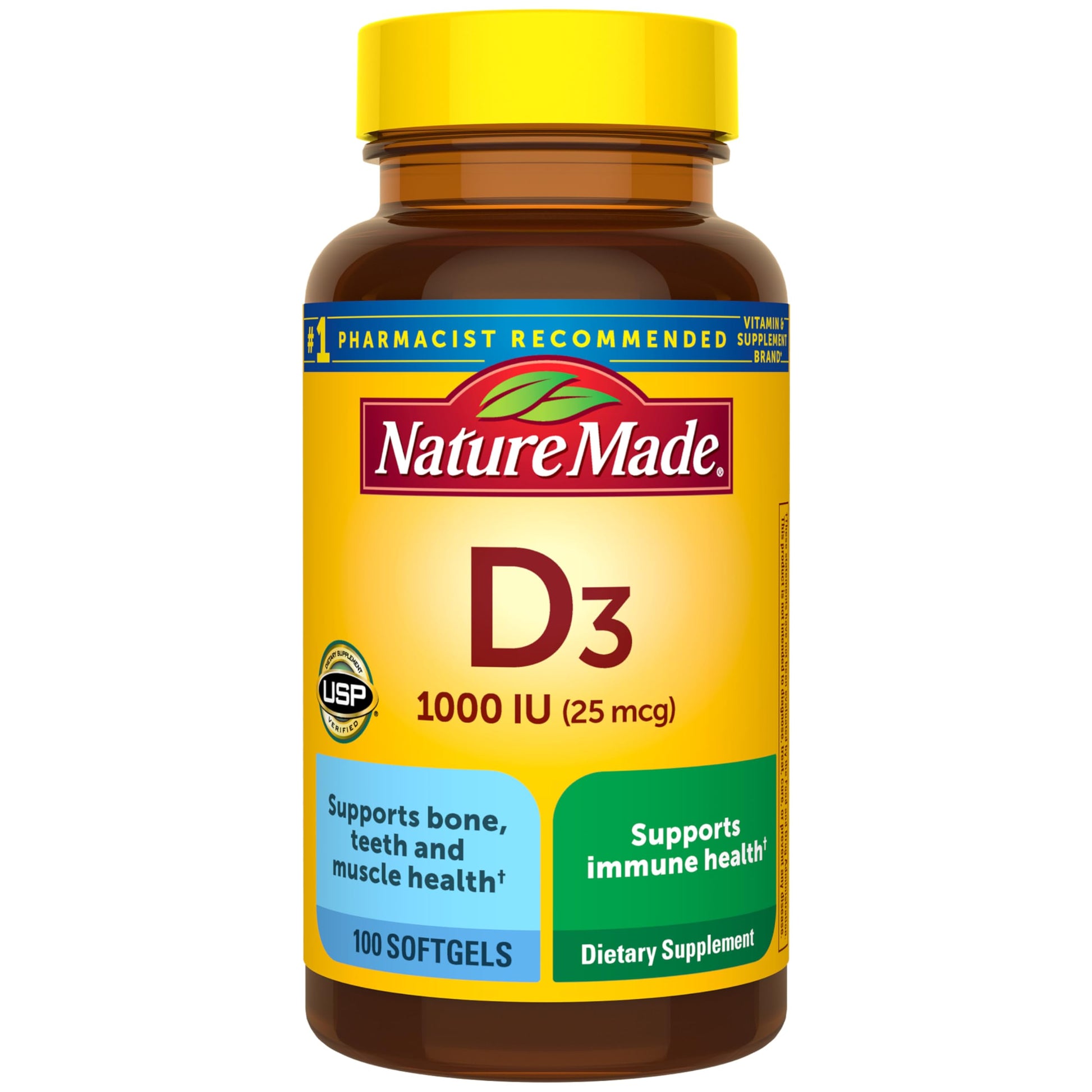 Nature Made Vitamin D3 1000 IU (25 mcg) Softgels, 100 Count