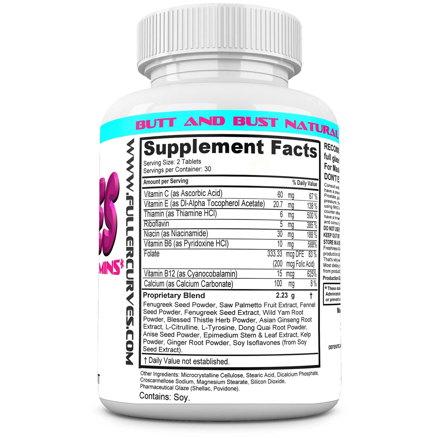 DEFENITELYNATURALS Fuller Curves Butt and Bust Enlargement Pills Tablets, 60 Count
