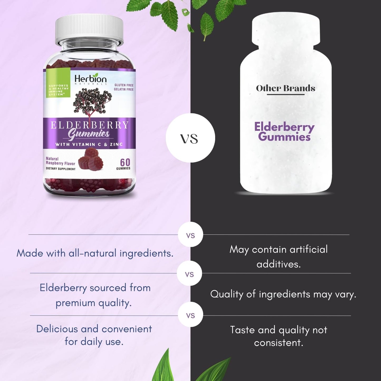HERBION Elderberry Gummies with Vitamin C & Zinc Gummy 3-Pack