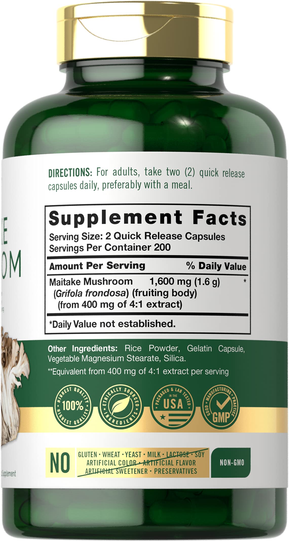 Carlyle Maitake Mushroom Supplement Capsules 400