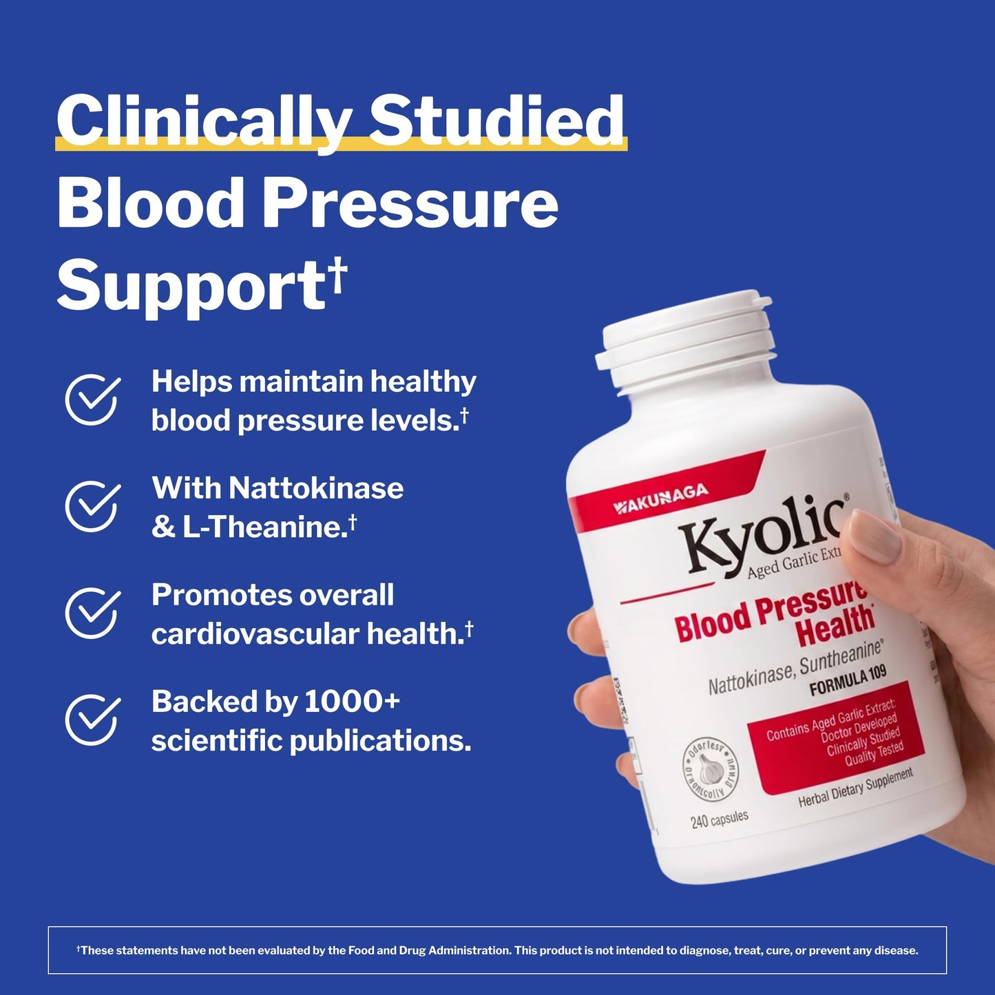 Kyolic Aged Garlic Extract Blood Pressure Health Formula 109 Capsules, 240 Count