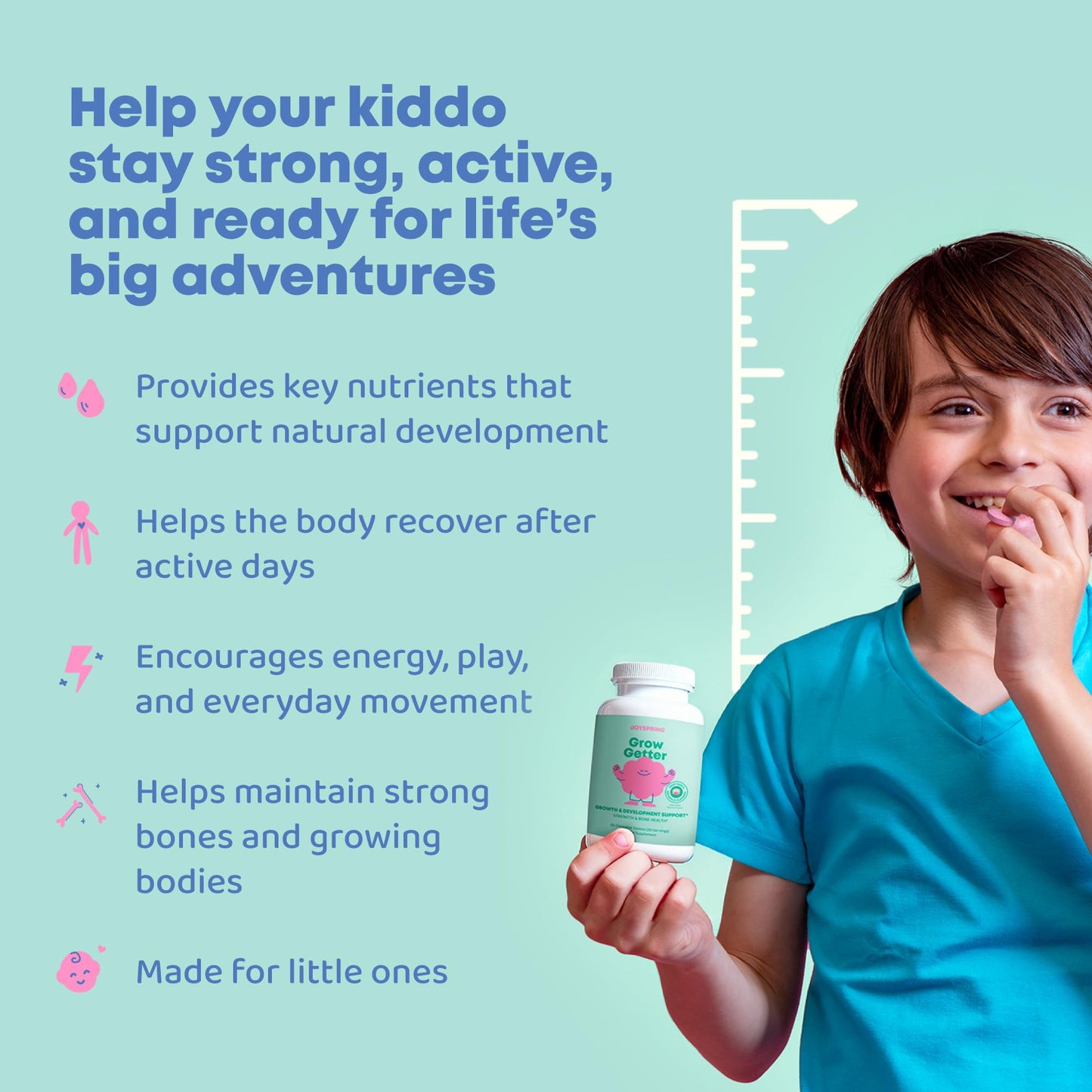 JoySpring Grow Getter Kids and Teen Growth Chewable, 60 Count