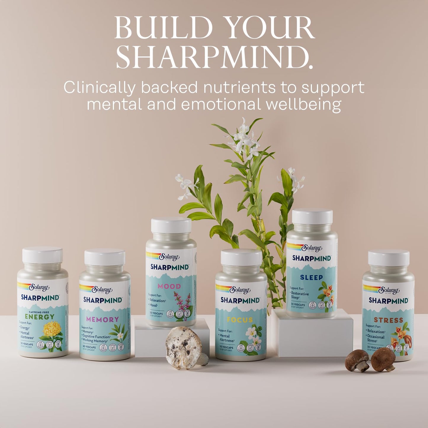 Solaray SharpMind Stress Nootropic Mood Support Supplement Capsule 30