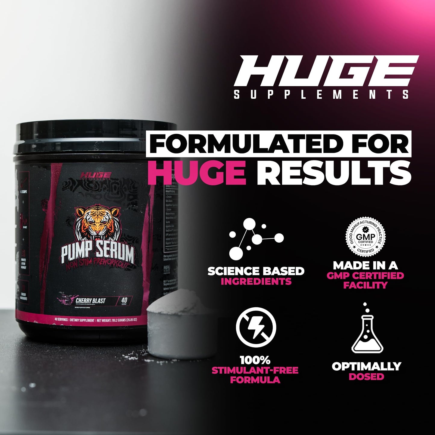 Huge Supplements Pump Serum Non-Stim Pre-Workout Powder 21.12 oz