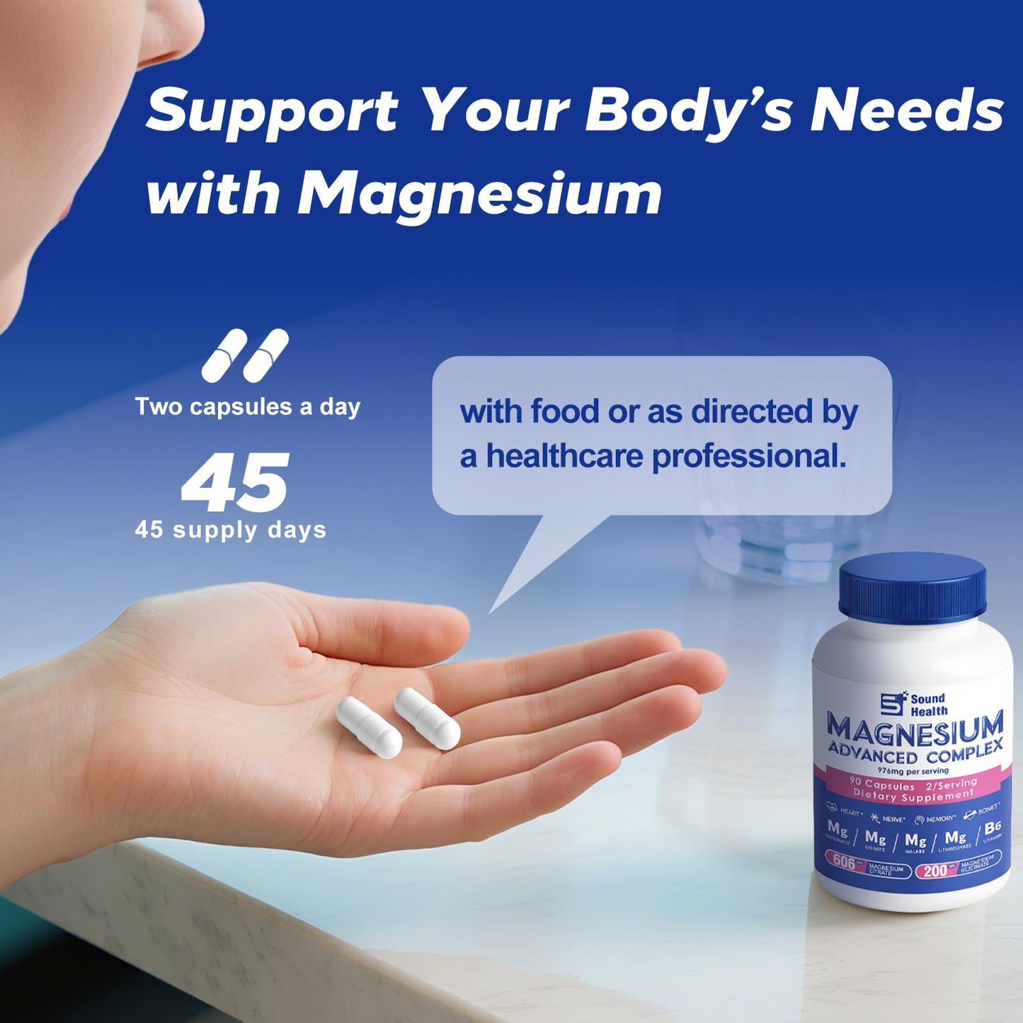 DailyWhole 5 in 1 Magnesium Advanced Complex 976mg Capsule, 90 Vegan Capsules
