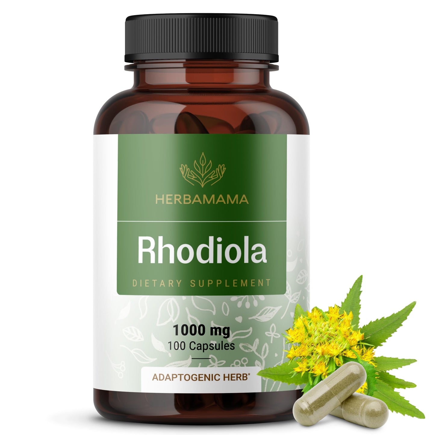 HERBAMAMA Rhodiola Rosea Capsules, 100 Count