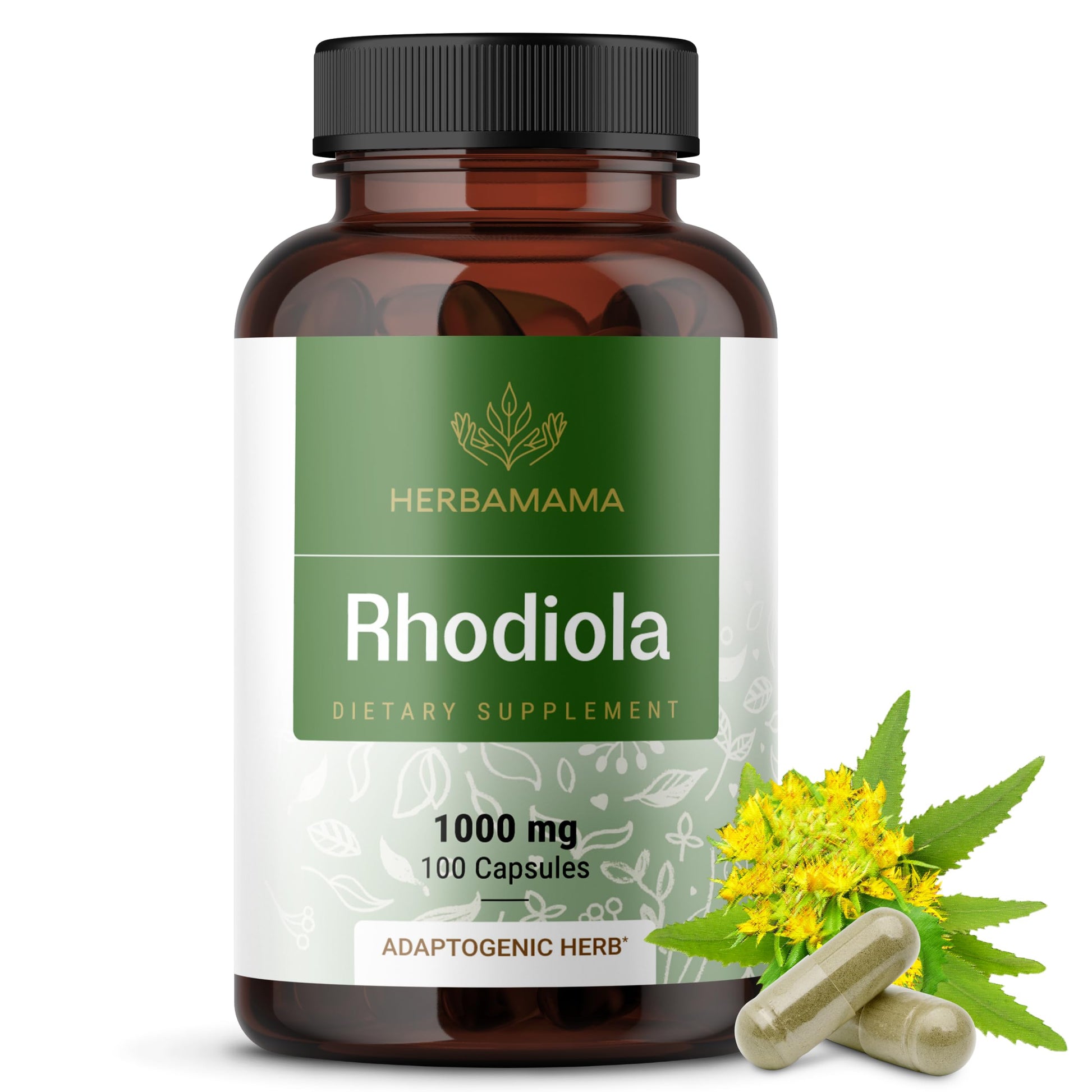 HERBAMAMA Rhodiola Rosea Capsules, 100 Count
