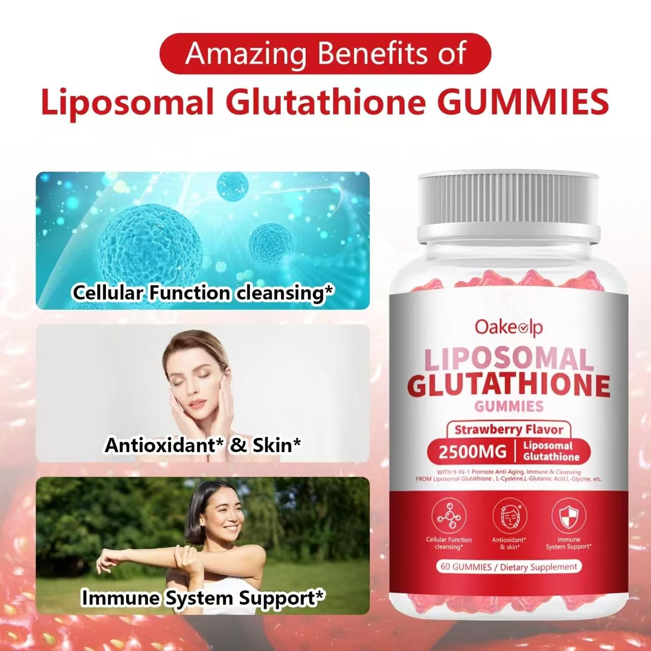 Oakevlp Liposomal Glutathione 2500mg Gummies 120