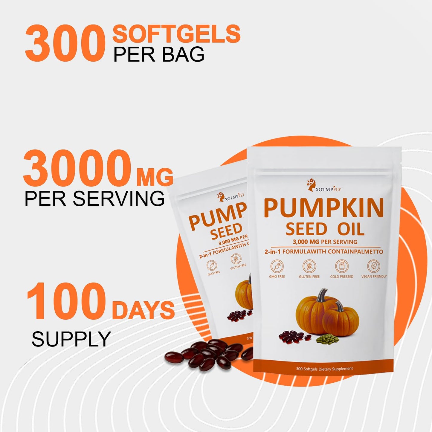 ESTHFGPSV Premium Pumpkin Seed Oil with Saw Palmetto 3000mg Softgel, 300 Count