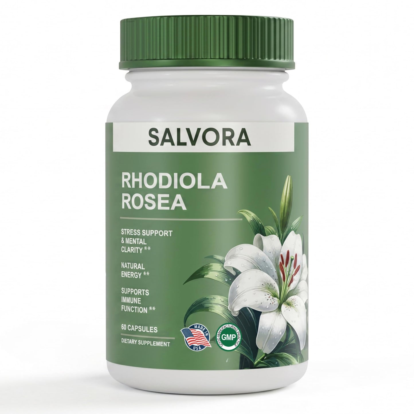 Salvora Rhodiola Rosea Supplement Capsules 60