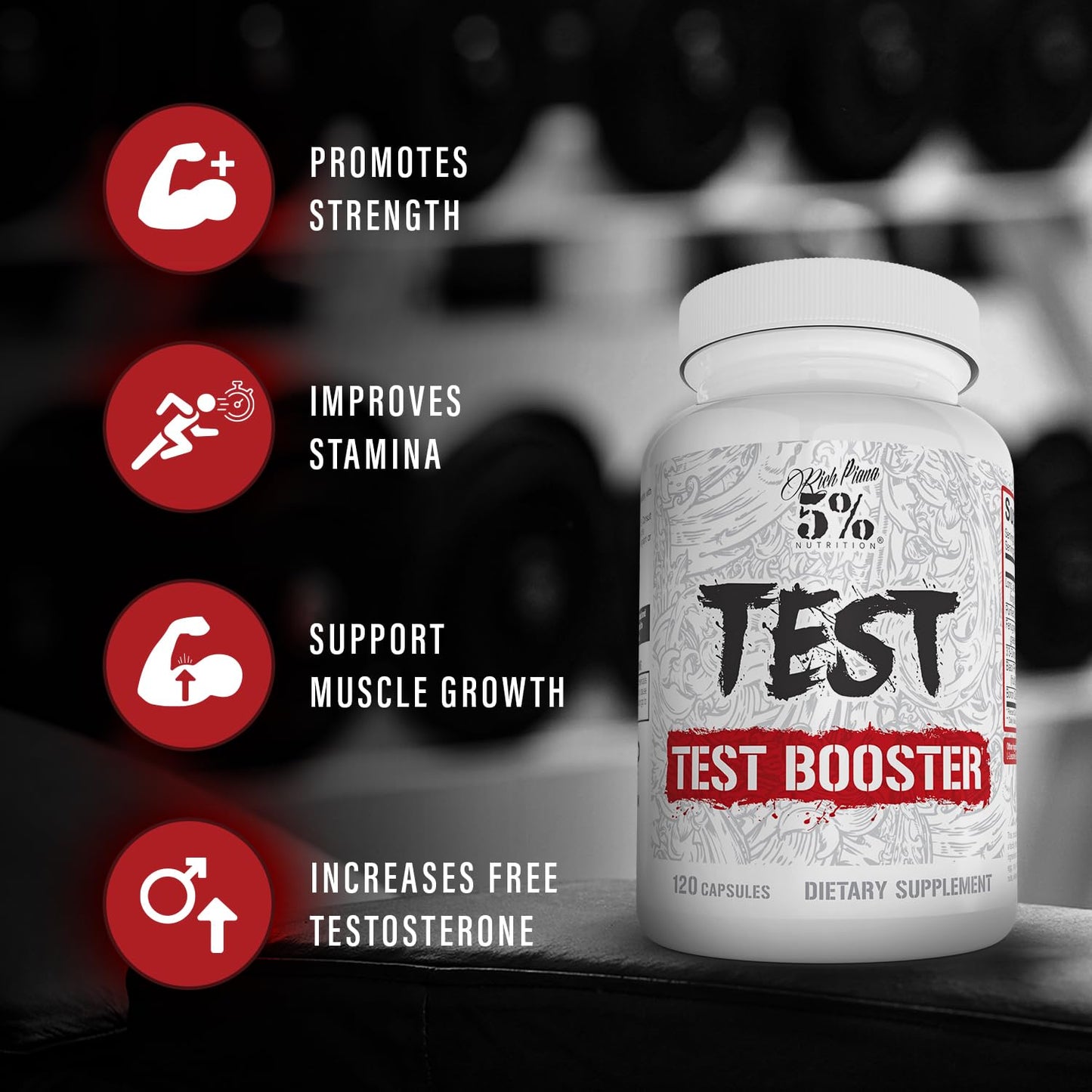 5% Nutrition Rich Piana Test Capsule 120 Count