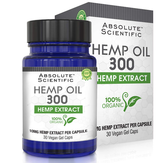 Absolute Nutrition Hemp Oil Capsules, 30 Count, 100% Organic Hemp Extract, Omega-3-6-9, CO2 Extracted, with MCT Oil