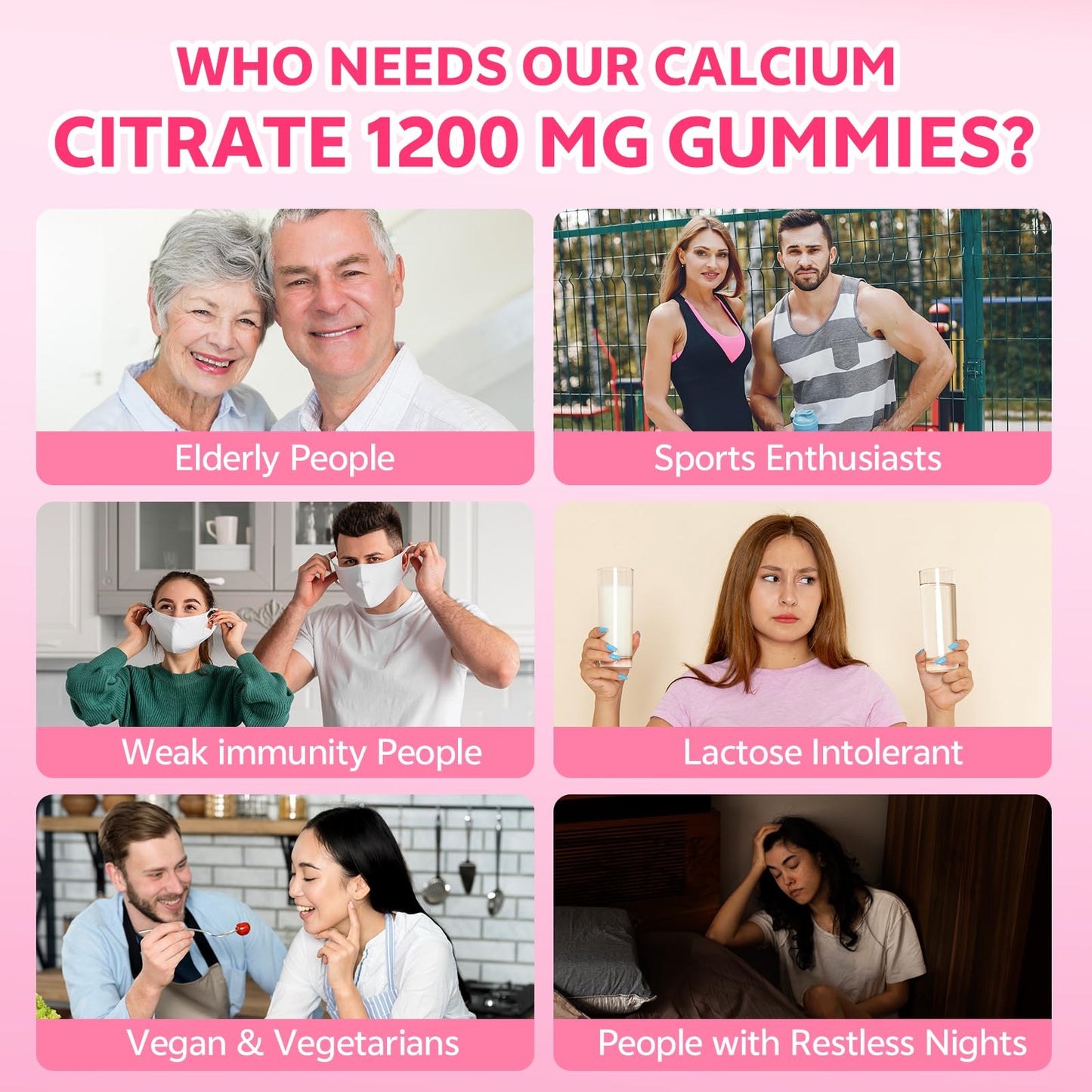 HUUAYAO Calcium Citrate Gummies 1200mg, 120 Count