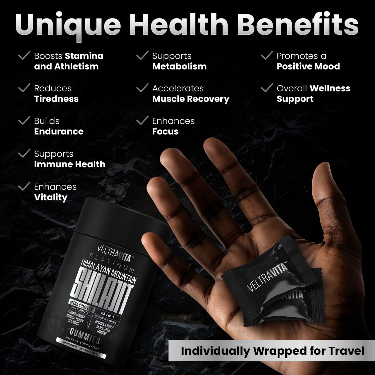 VeltraVita Himalayan Shilajit Gummies, 60 Gummies