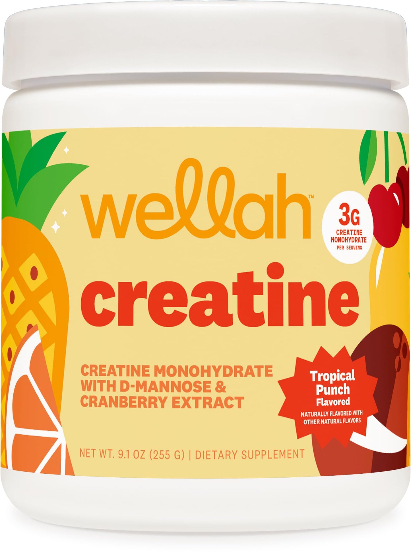 Wellah Creatine for Women - Creatine Monohydrate with Dandelion & Cranberry Extract Powder 9.3