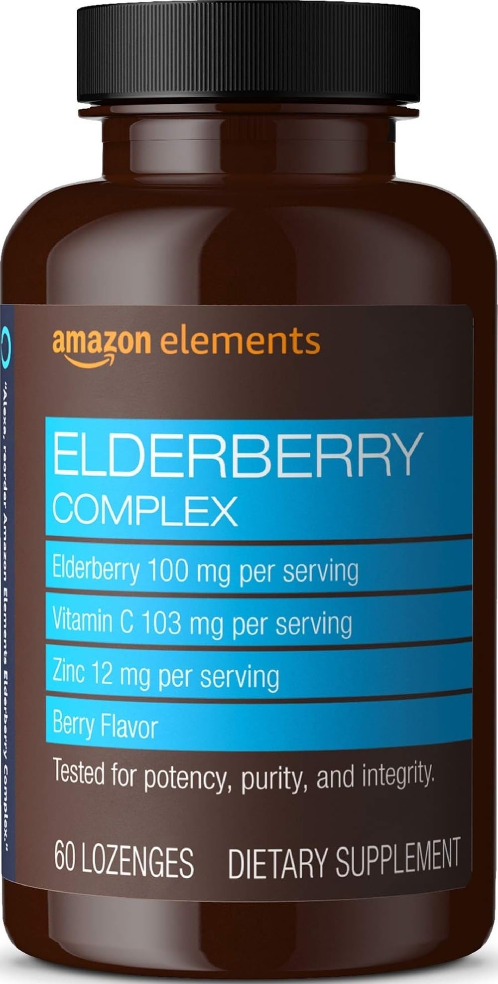 Amazon Elements Elderberry Complex Berry Flavored Immune System Support Tablets, 60 Count