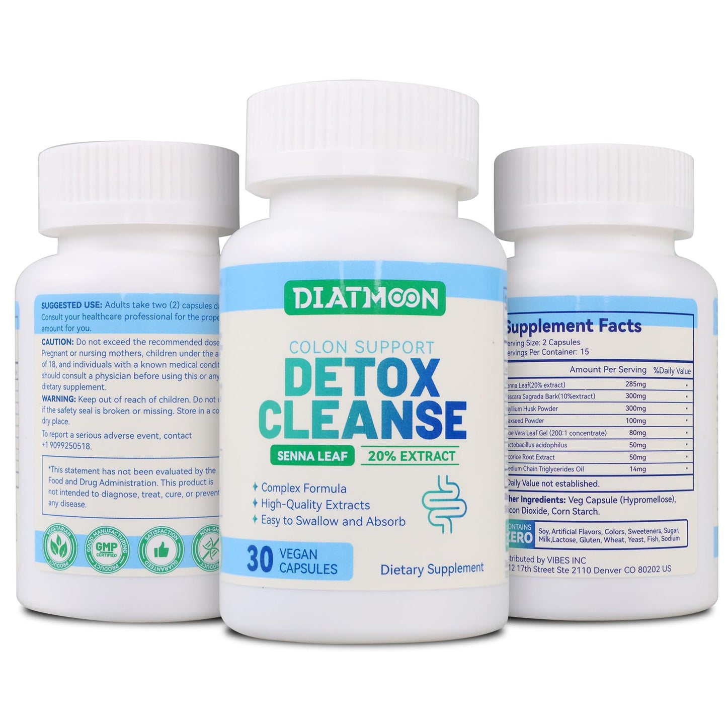 DIATMOON Gut Cleanse Capsule, Gut and Colon Support, Detox & Cleanse, 30 Count