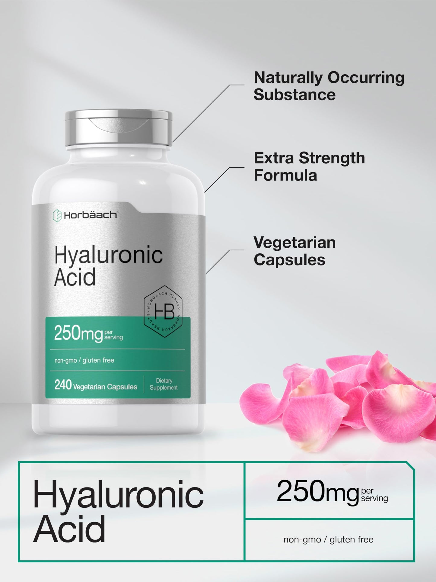 Horbäach Hyaluronic Acid Capsules 250 mg, 240 Count