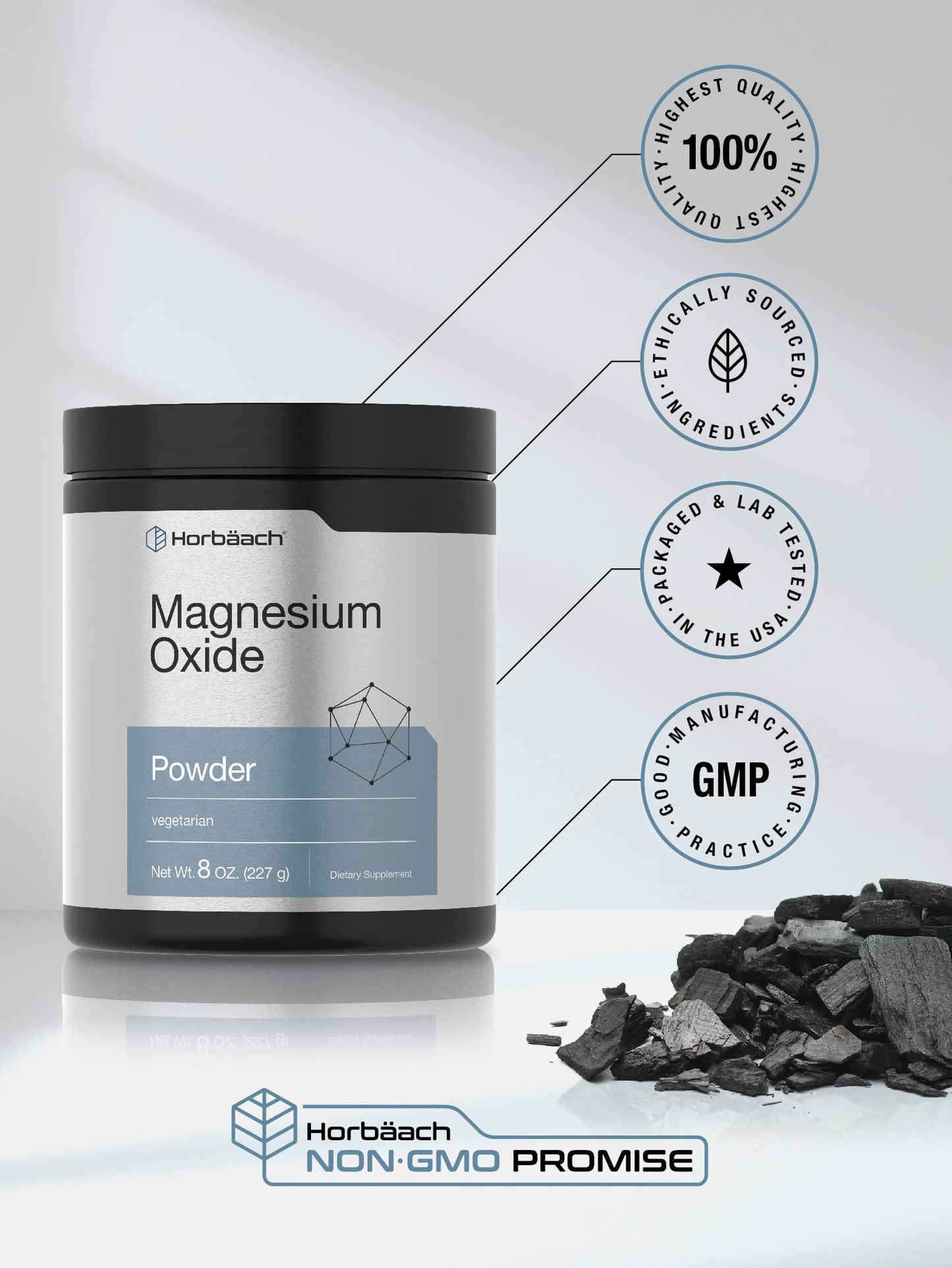 Horbäach Magnesium Oxide Powder, 8 oz